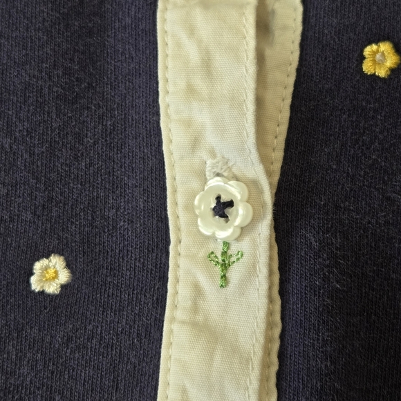 Vintage Gymboree Navy Blue Embroidered Ditsy Floral Jumpsuit Size 18-24 Months - Picture 4 of 13